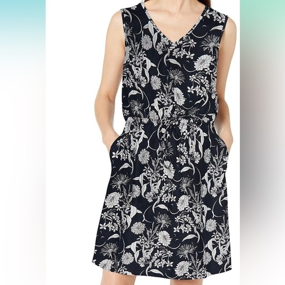 Amazon Essentials Dresses & Skirts - NWOT Linen sleeveless floral dress, navy and white, Size L